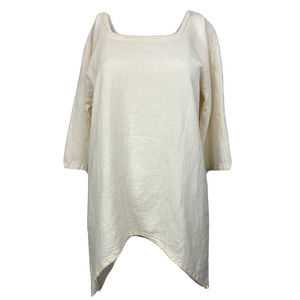 Cottonways Shirt Womens Sz 1 S Ivory Cotton Bell Sleeve‎ Pointed Hem Tunic